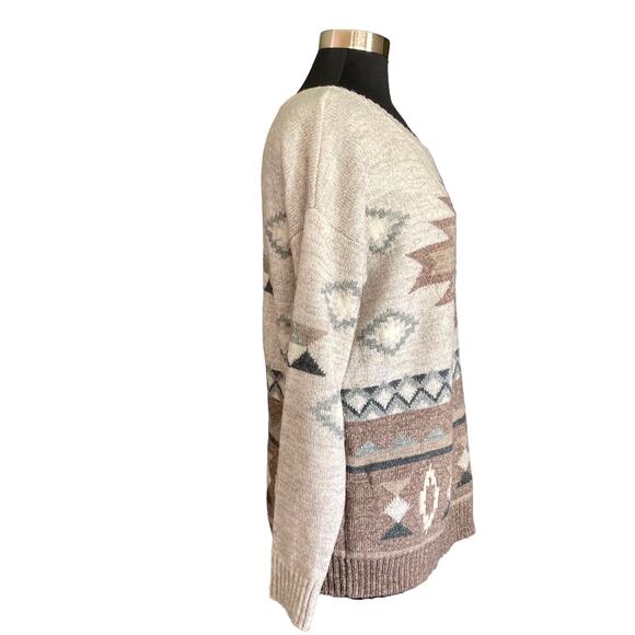 American Eagle Pullover Sweater Wool Blend Scoop MED Aztec Western Cowgirl - Picture 5 of 9